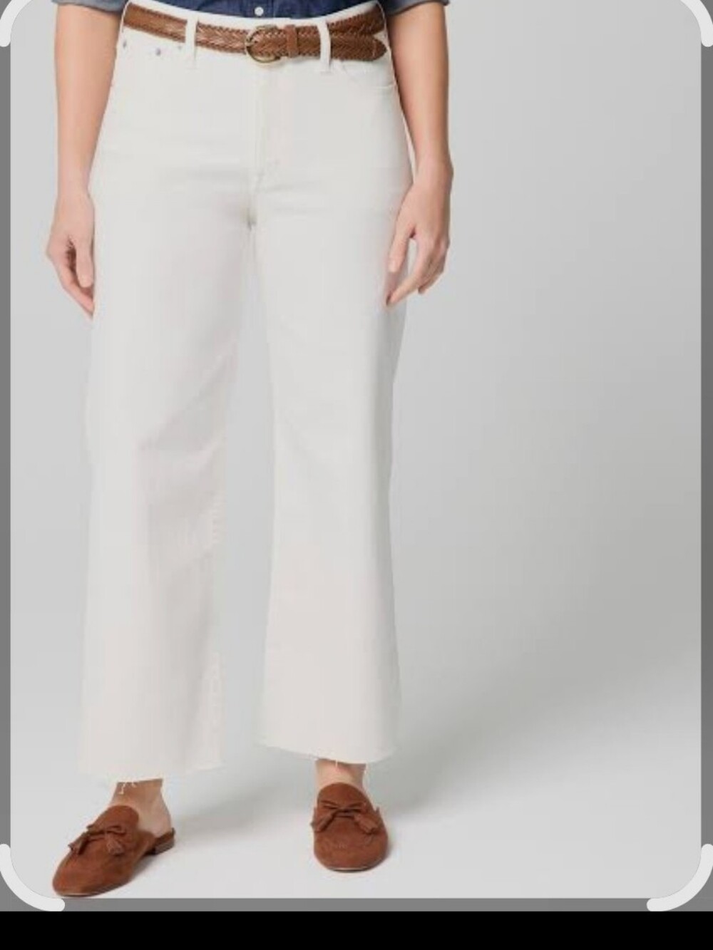 J.Crew Factory Curvy wide leg cropped jean stretch Seashell White NWT 32